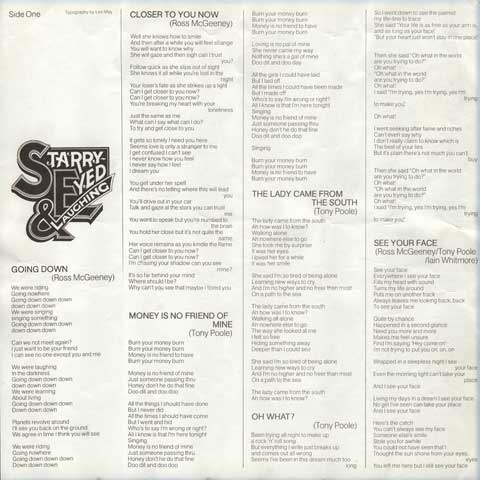 Starry Eyed & Laughing: 1st LP Lyric Sheet Side 1