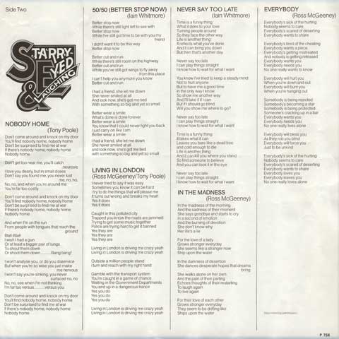 Starry Eyed & Laughing: 1st LP Lyric Sheet Side 2